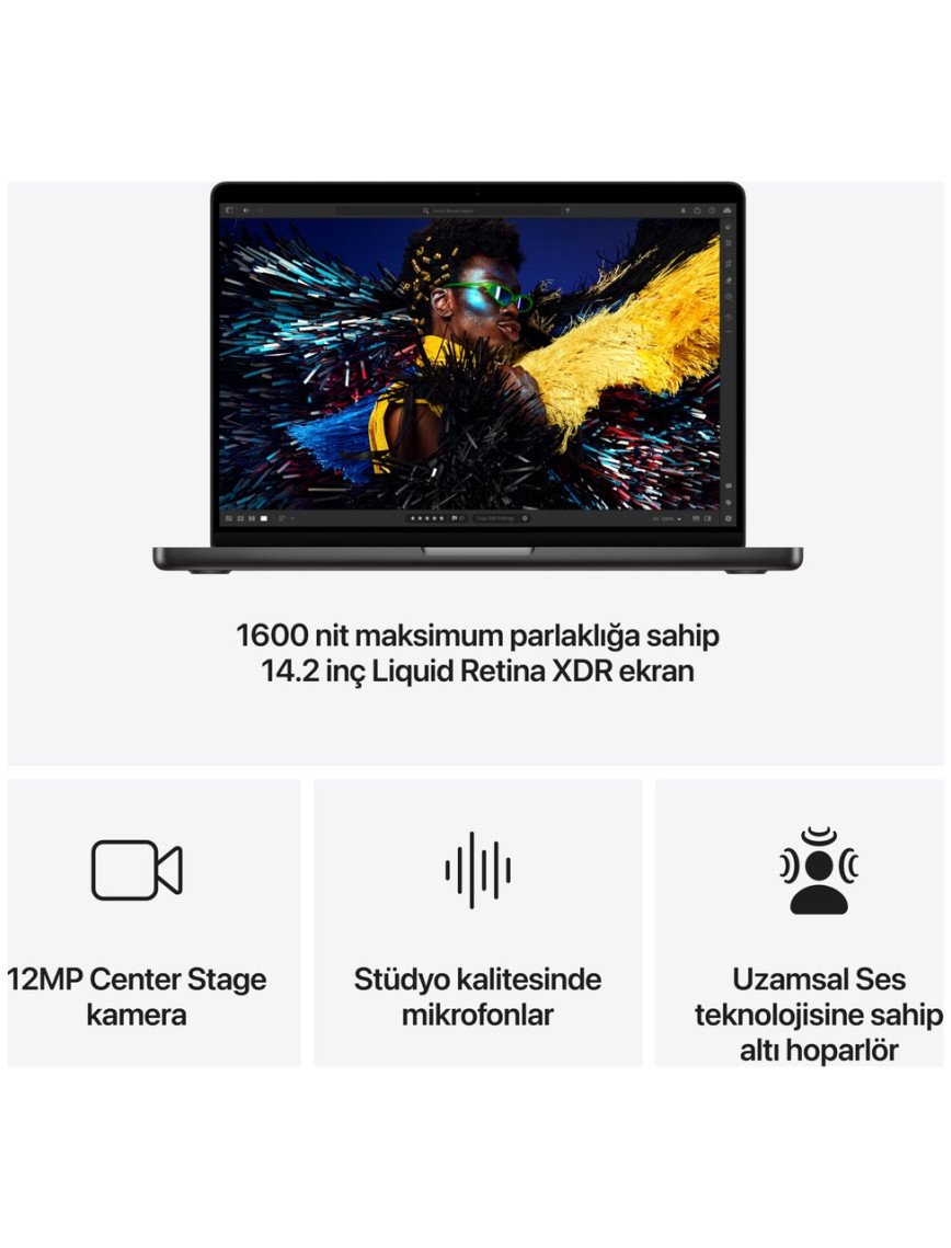 Apple MacBook Pro M4 16GB 1TB SSD macOS 14" Taşınabilir Bilgisayar Uzay Siyahı MW2V3TU/A
